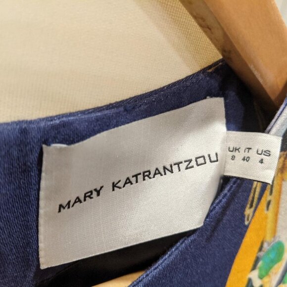 Mary Katrantzou Blue Totem Printed Graphic Midi Dress Size: S/US4 (Orig. $1250) - Picture 9 of 9